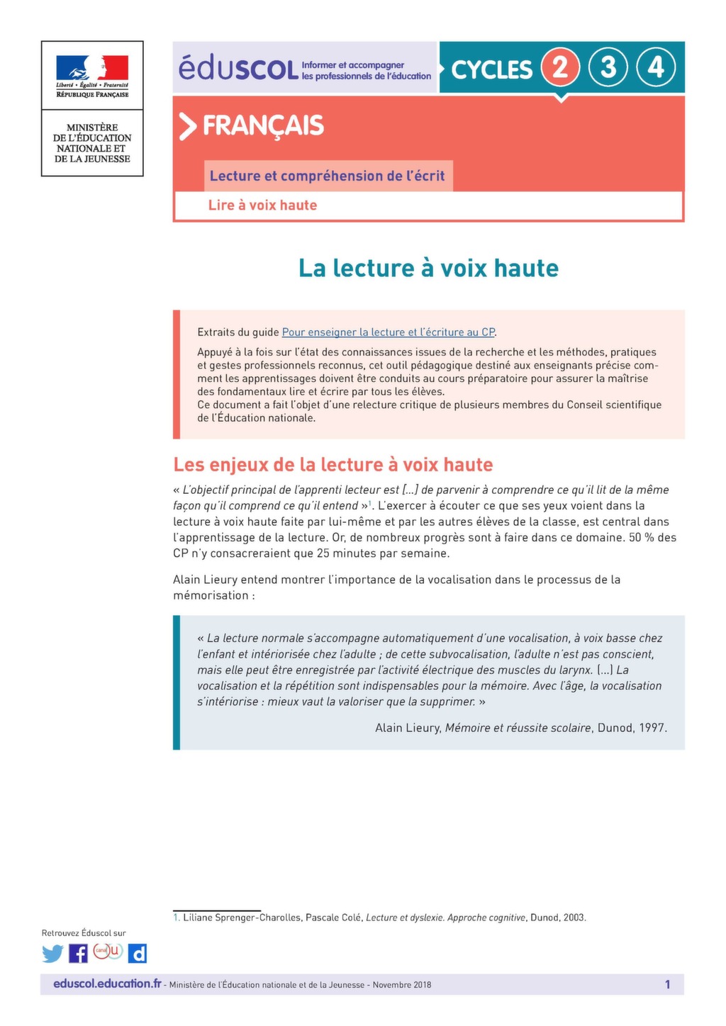 Textes A Lire A Voix Haute Pour Adultes Les textes EDUSCOL- Cycle 2 | La lecture qui s'écoute